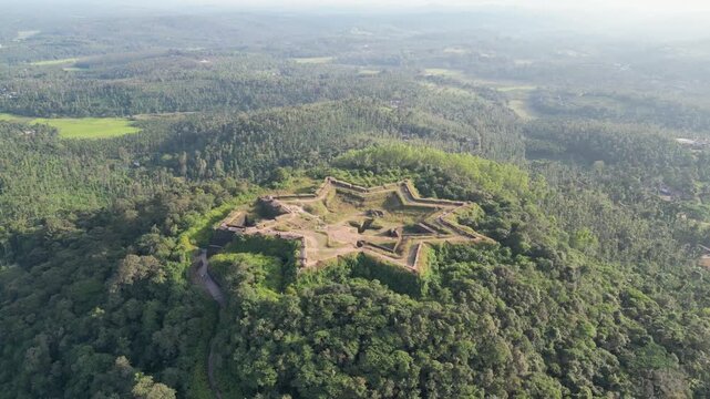 Historic Manjarabad Fort Over Hills &ndash; Aerial View