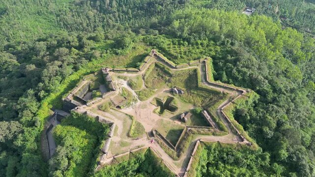 Scenic Drone Panorama of Manjarabad Fort, Karnataka