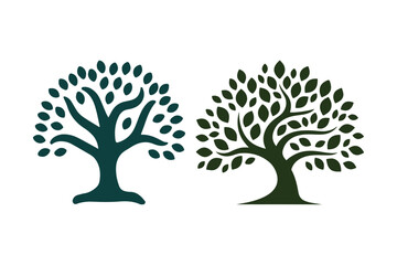 Obraz premium Two stylized trees with detailed leafy canopies