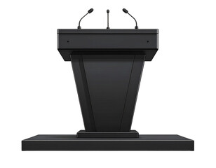 Front-angle vector illustration of a black debate podium with attached microphones
