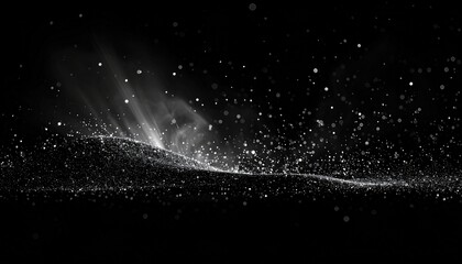 Obraz premium Abstract digital artwork depicting a flowing, luminous wave formation against a dark backdrop, with particles.
