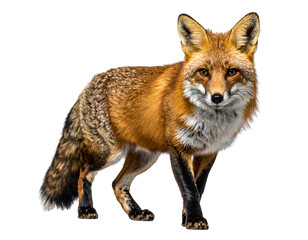 Fototapeta premium Graceful Red Fox in Motion, Front Perspective PNG