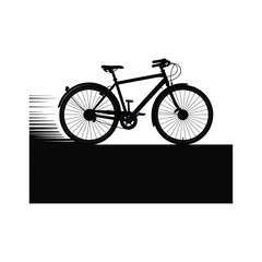 Obraz premium Speeding Bicycle Silhouette Illustration with Motion Blur Effect in Black and White Vector