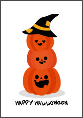 Happy halloween greeting card with pumpkins
