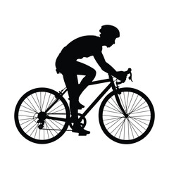 Fototapeta premium Cyclist Silhouette Illustration Riding a Road Bike for Fitness and Sport Concepts