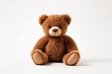 Obraz premium Lonely brown teddy bear isolated on a white backdrop