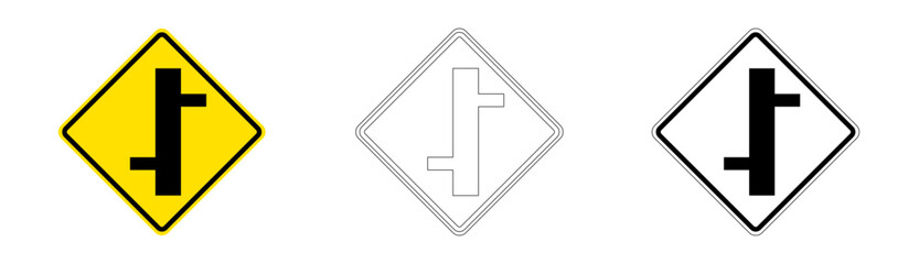 Side Road Intersection Traffic Sign (Left and Right) in Vector Format