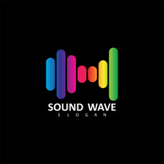 Sound wave illustration logo vector icon template. Audio colorful wave logo. Vector equalizer element