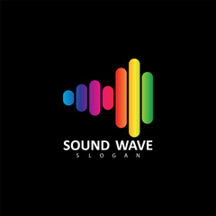 Sound wave illustration logo vector icon template. Audio colorful wave logo. Vector equalizer element