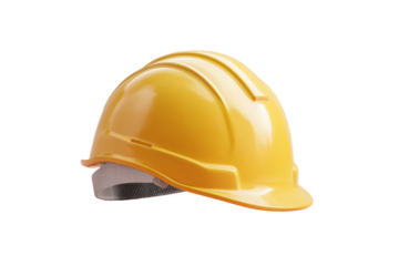Yellow safety hard hat for construction and industrial protection, cut out