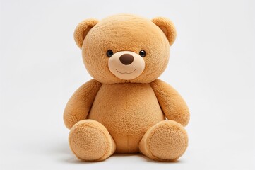 Obraz premium Plush Big Bear toy on a plain white backdrop