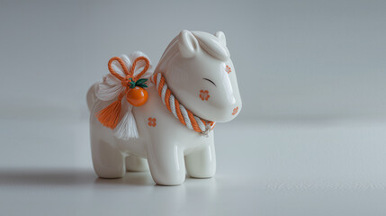 可愛い白馬の干支の置き物