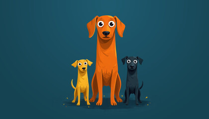 Family of Dogs Illustration