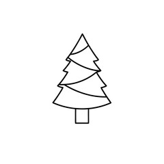 Fototapeta premium A minimalistic black-and-white outline of a spruce tree, stylized as a concise graphic icon.