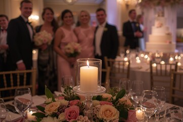 Illuminated candle for celebration or reception