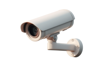 Outdoor security camera mounted on wall for surveillance, cut out