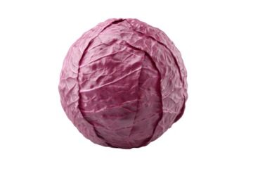 Close-up of fresh whole red cabbage on black background, cut out