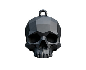 Obraz premium Geometric black skull pendant with loop isolated on transparent background