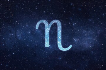 Aquarius Zodiac Symbol Illuminated by Cosmic Night
