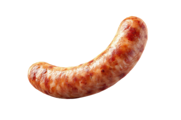 Close-up of grilled sausage isolated on black background, cut out