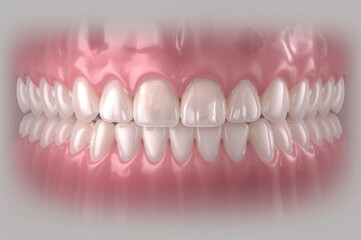 Fototapeta premium 3D medical illustration of dental veneer application on front teeth