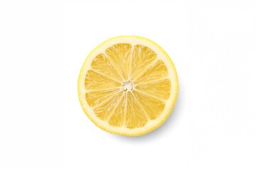 A freshly sliced lemon half on a plain white surface