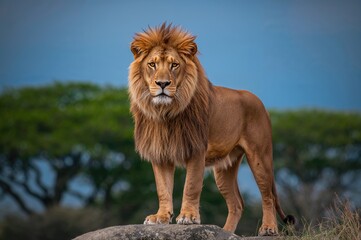 A lion watching over the performance area