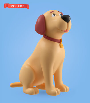 Funny labrador dog 3d cartoon vector icon