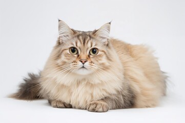 Short-haired American feline resting on a white surface