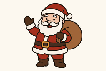 Illustration of santa claus with gift bag for christmas holiday celebration and happy new year season