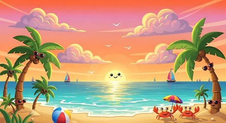 Obraz premium Beach scene Sunset.