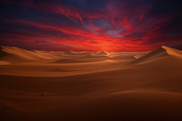 Silhouette of Sand Dunes at Dusk