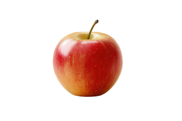 Vibrant red apple on black background showcasing freshness and simplicity, cut out