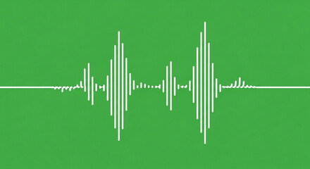 Obraz premium Dynamic white sound wave graphic on vibrant green background, representing audio, music, and technology