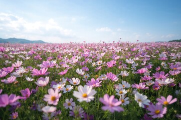 Obraz premium Stunning field of cosmos flowers in bloom