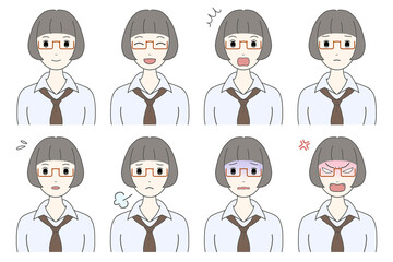 女性の表情／喜怒哀楽（知的な女性）