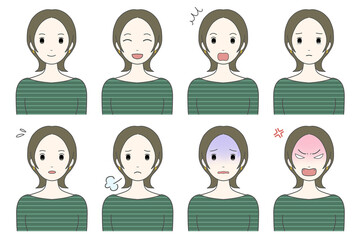 女性の表情／喜怒哀楽（カジュアル）