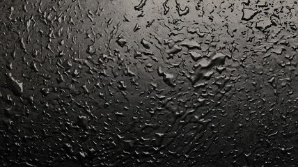 Fototapeta premium Close-up of raindrops on glass, creating a textured and moody atmosphere.