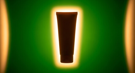 Sleek cosmetic tube glows with vibrant energy, perfect for modern beauty branding