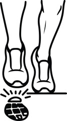 Vector Human feet stepping on a mine silhouette illustrator