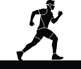Vector runner athlete sprinting competition sport training silhouette illustrator