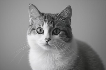 Monochrome Cat from a Coastal Town in Istria