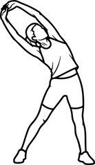 Vector Woman stretching her arms for exercise pose silhouette illustrator