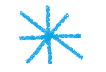 Hand-Drawn Starburst Asterisk PNG –BLUE Rough Crayon Sketch Symbol – Isolated on Transparent Background PNG for Design & Decoration	
