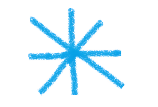 Hand-Drawn Starburst Asterisk PNG –BLUE Rough Crayon Sketch Symbol – Isolated on Transparent Background PNG for Design & Decoration	