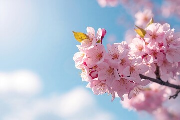Gorgeous cherry blossoms blooming against a soft backdrop