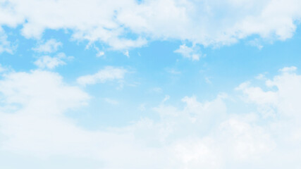 Blue sky with white fluffy cloud. Cumulus clouds background. Cloudscape morning sky. The concepts of freedom of life, never give up and positive though energy.