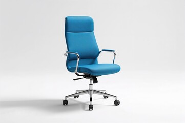 Isolated blue swivel chair on a white backdrop