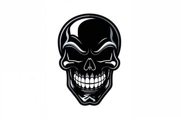 Fototapeta premium Metallic skull with no teeth and a crooked smile