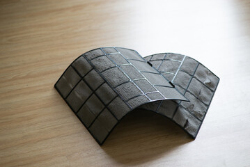 Air conditioning flat panel filter  with Dust on wooden floor. pollution and dirt from the...